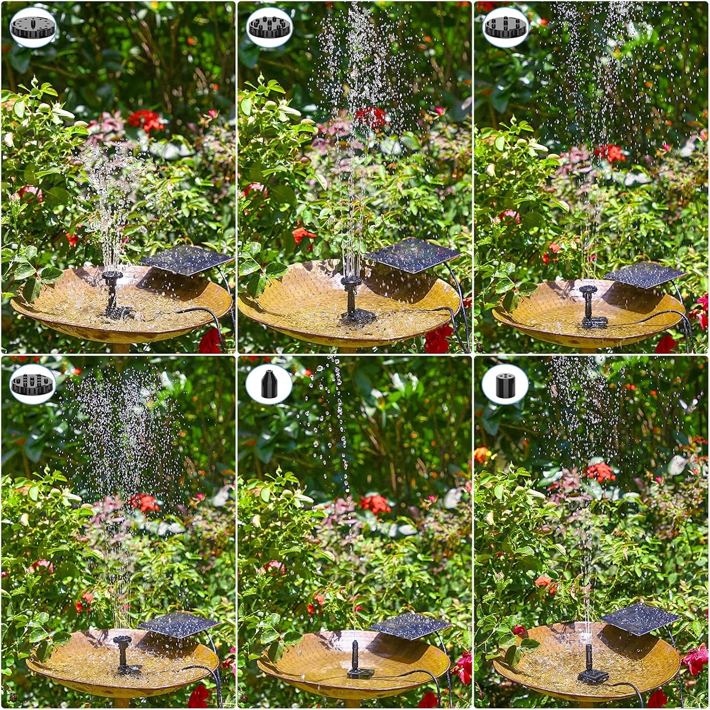1.5W Separate Solar Fountain 11cm with 10m Cable and 6 Different Nozzles
