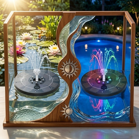 3.5W Solar Fountain Pump with Six Different Nozzles 18cm 1800mAh