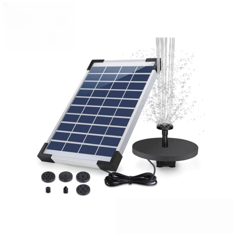 5W Split Solar Fountain with Foam Board, 6 Different Nozzle Types, 3m Extension Cord, Aluminum Alloy Frame, 1 Foam Board