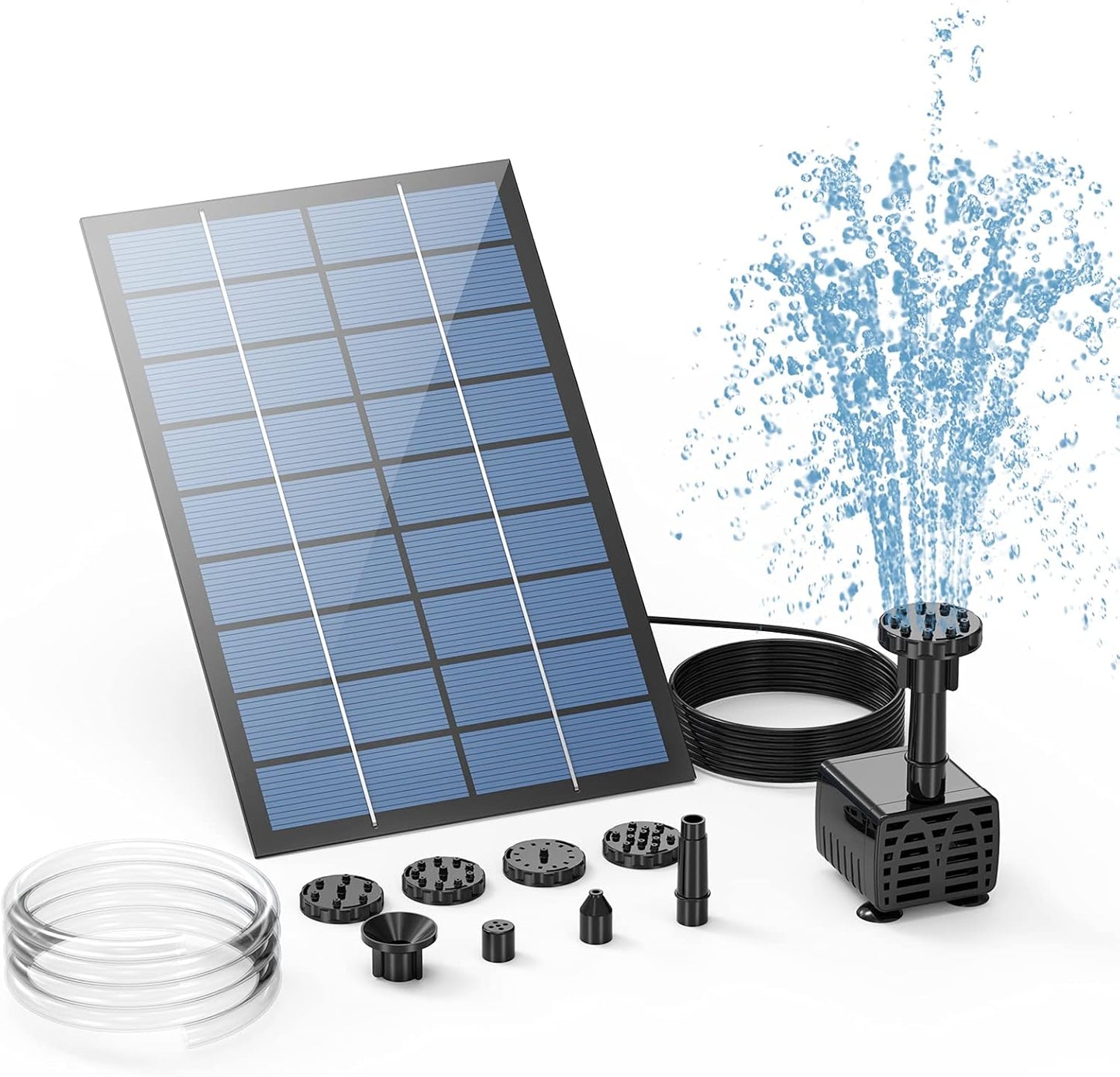 2.5W Split Solar Fountain with 10m Extension Cable, 6 Different Nozzles, 18*12cm