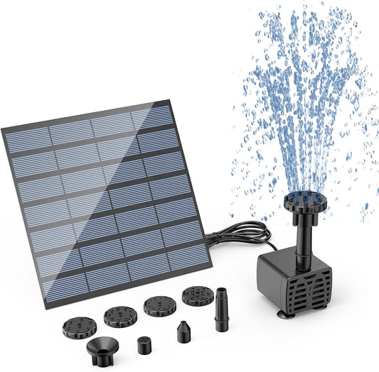 1.5W Split Solar Fountain Pump with 10m Extension Cable - 6 Nozzles