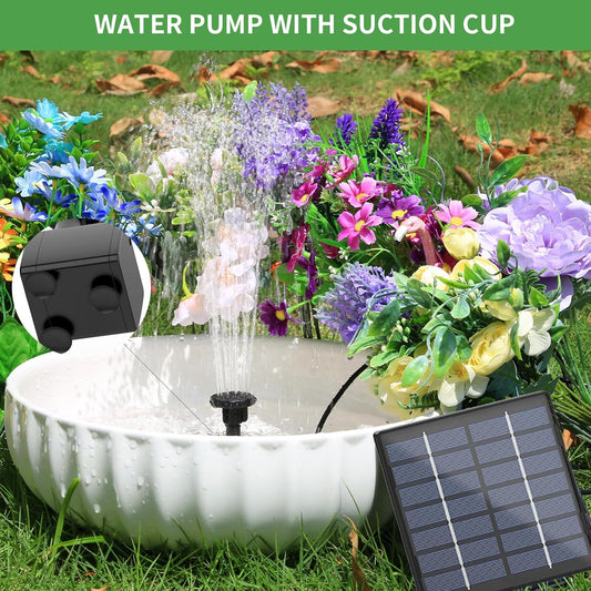 1.5W epoxy resin solar fountain with 10m cable, 11cm solar panel, 6 different nozzles