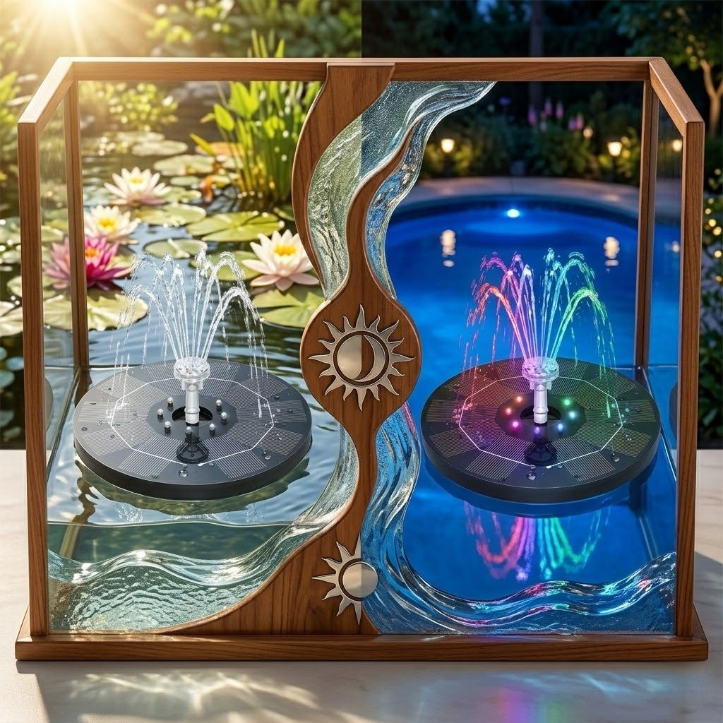 3.5W Solar Fountain Pump with Six Different Nozzles 18cm 1800mAh