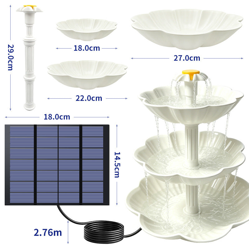 3W Solar Fountain, White, Green, Light Blue Pot Style