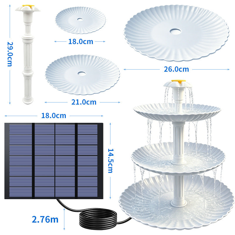 3W Solar Fountain, White, Green, Light Blue Pot Style