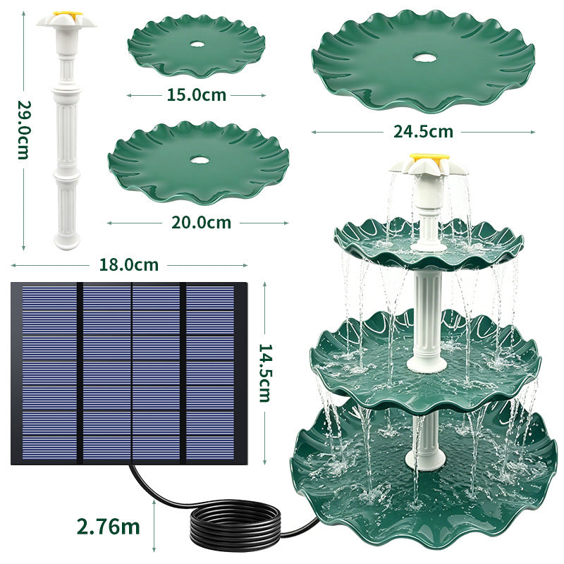 3W Solar Fountain, White, Green, Light Blue Pot Style