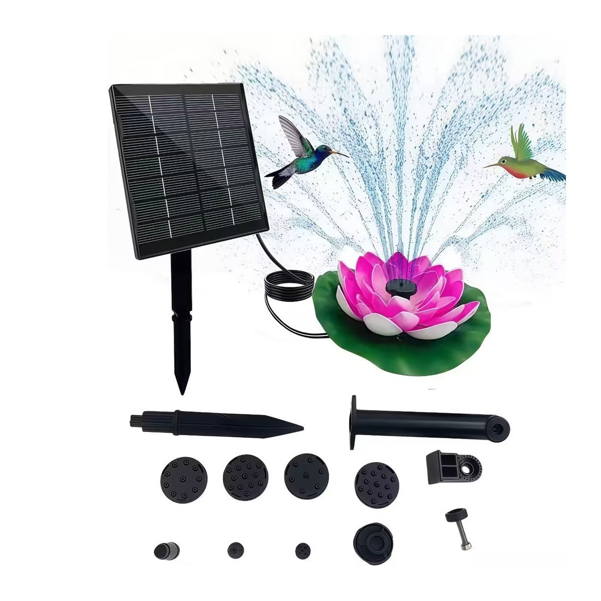 Lotus Stake Solar Fountain Pump with Garden Light