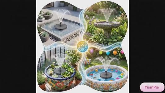 2.5W Solar Fountain with 6 Different Nozzles, 16cm Round