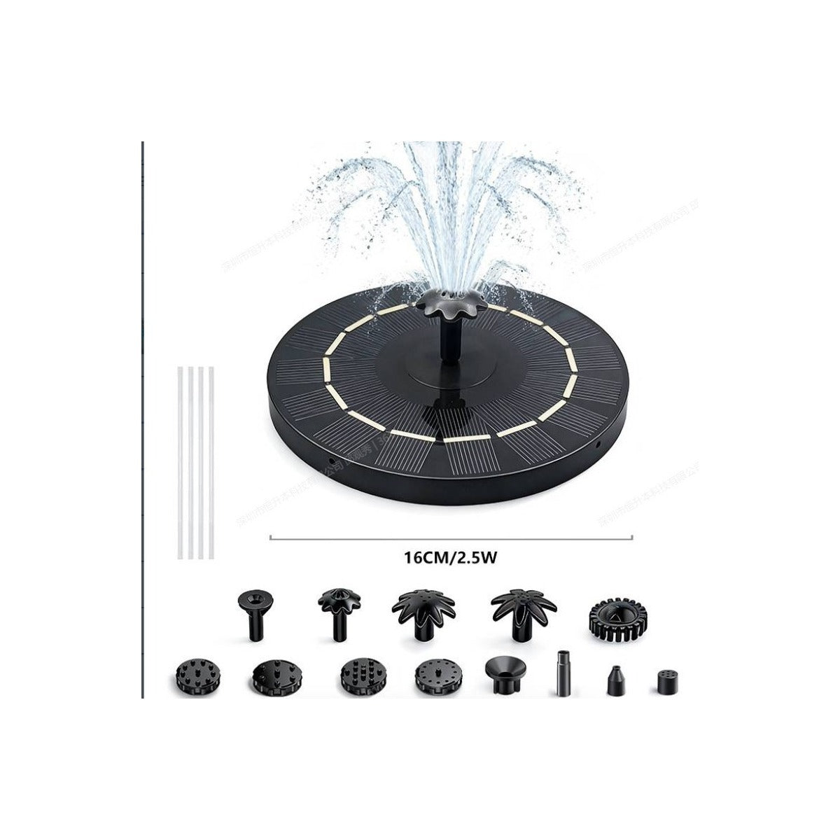 Solar Fountain Pump with Battery Light for Bird Bath