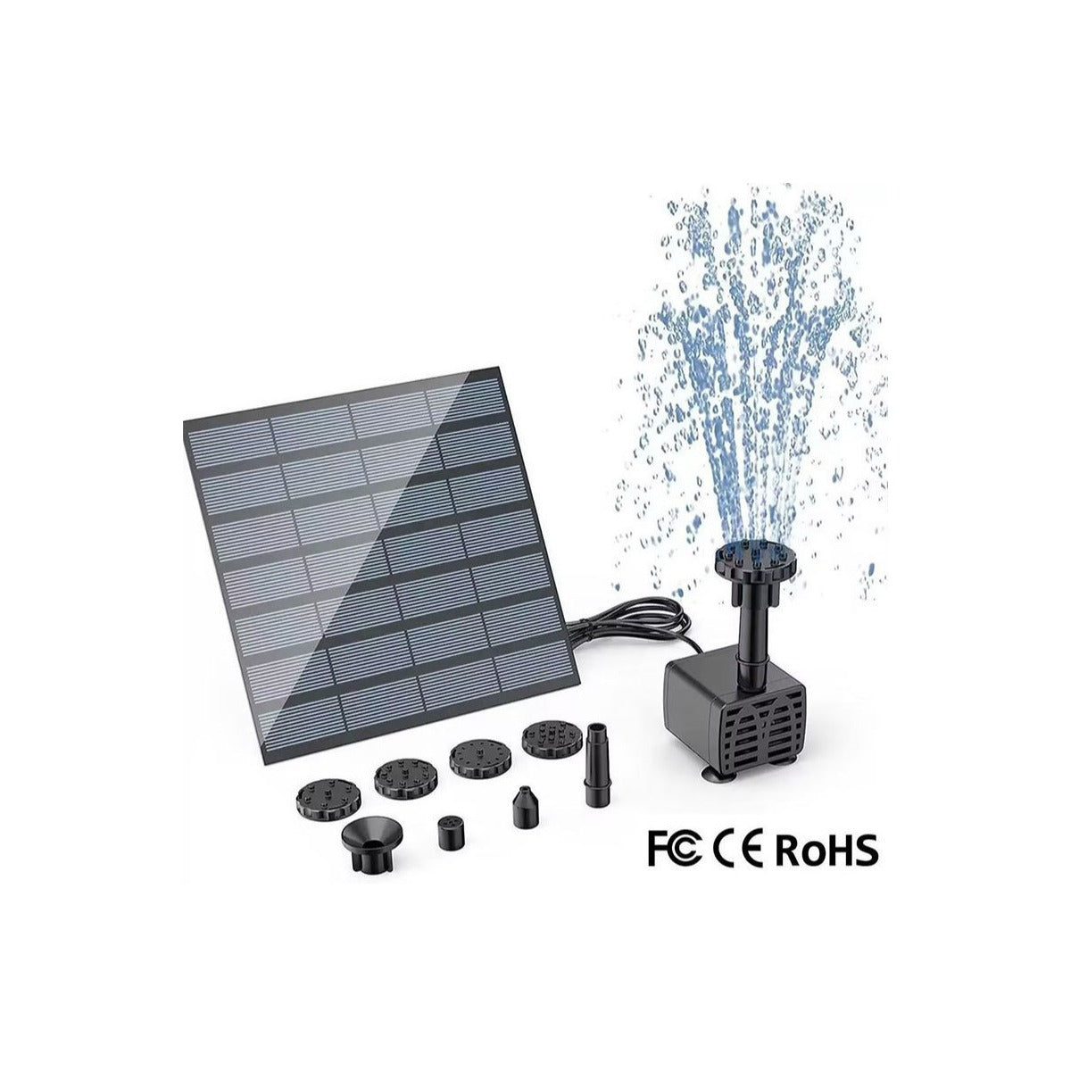 Square Solar Fountain Pump with LED Light