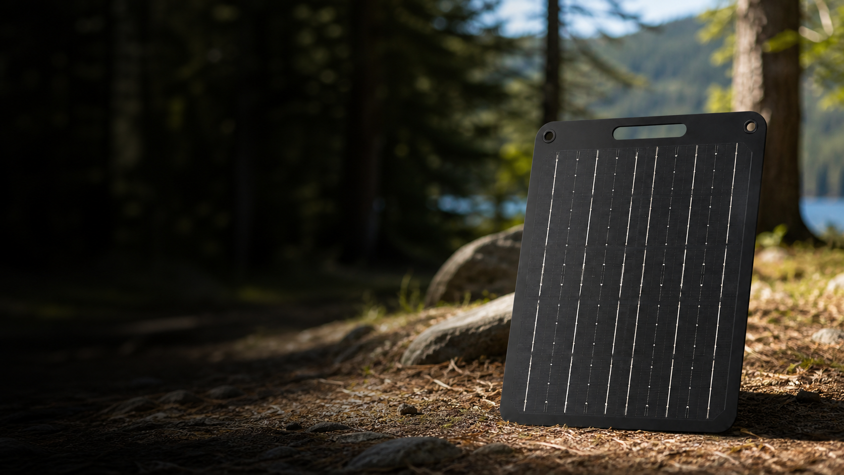 Portable solar panel outdoors
